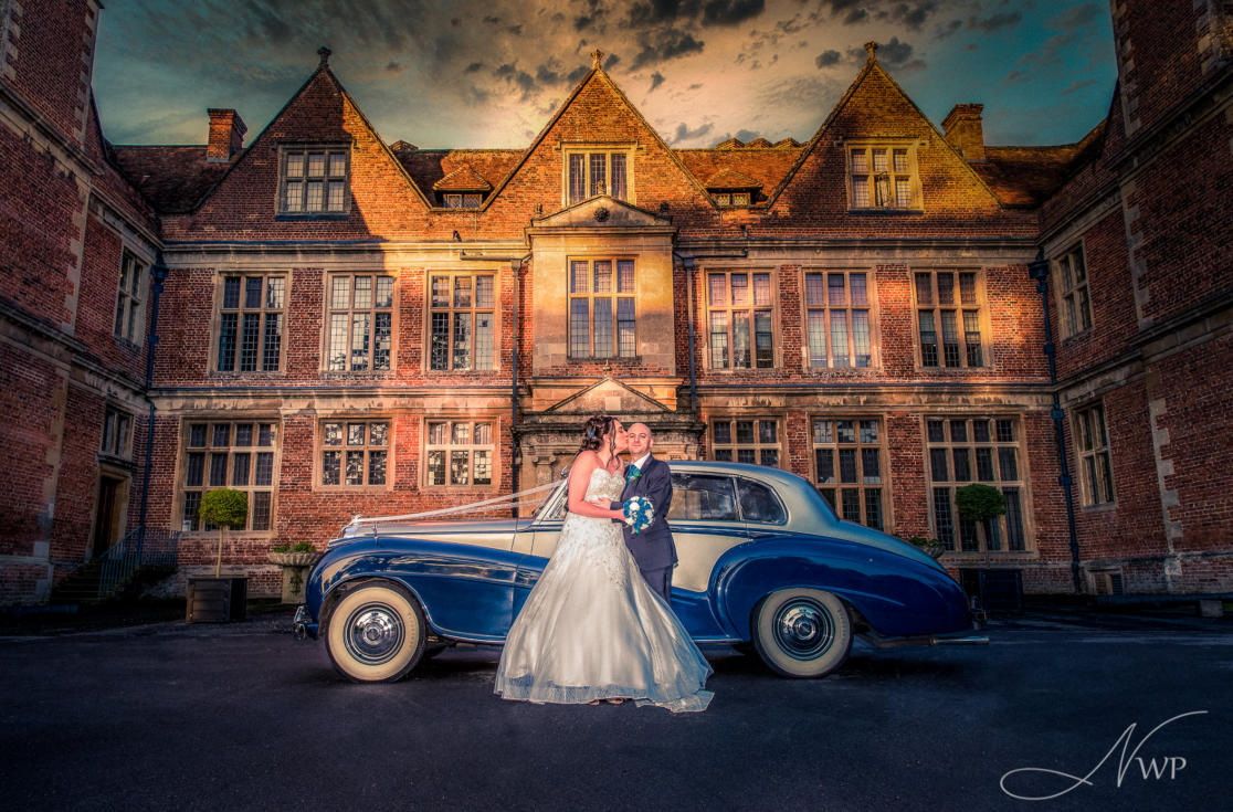 Fine art wedding photography at Shaw House by Newbury Wedding Photographer with vintage Bentley