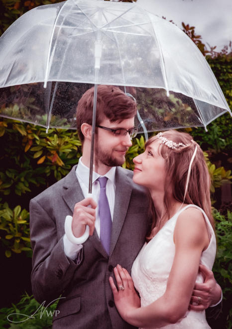 Wedding photography in the rain at the Watermill Theatre